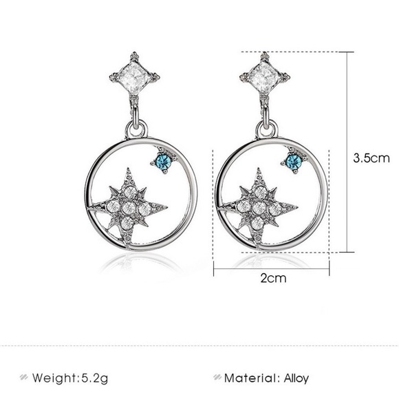 Any 3/$25! Silver Crystal Star Circle Earrings - Picture 6 of 8